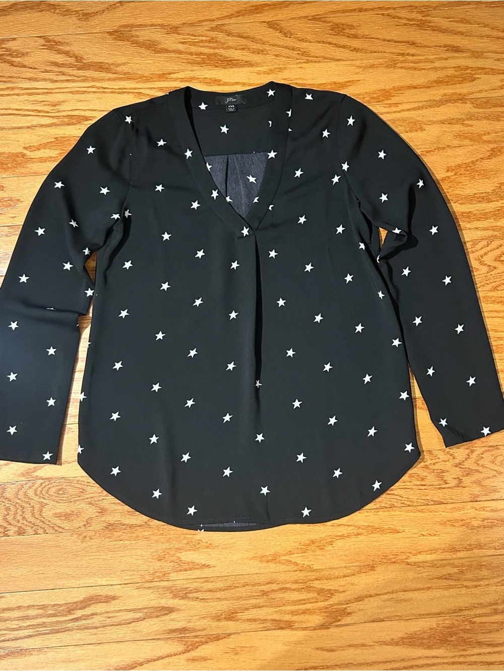 J. Crew Black Star-Print V-Neck Blouse